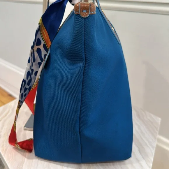 Coach Bag Canvas and Leather Trimmed Blue and Brown Tote - Picture 8 of 17